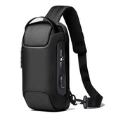 MEN'S USB Crossbody Bag Anti-Theft Shoulder Bags Waterproof Multifunction Short Travel Messenger Chest Pack