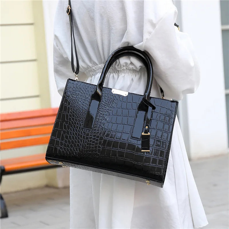 Ladies Handbag - Crocodile Print
