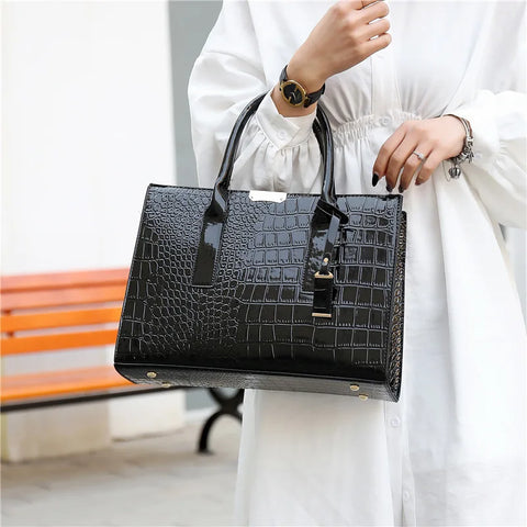 Ladies Handbag - Crocodile Print