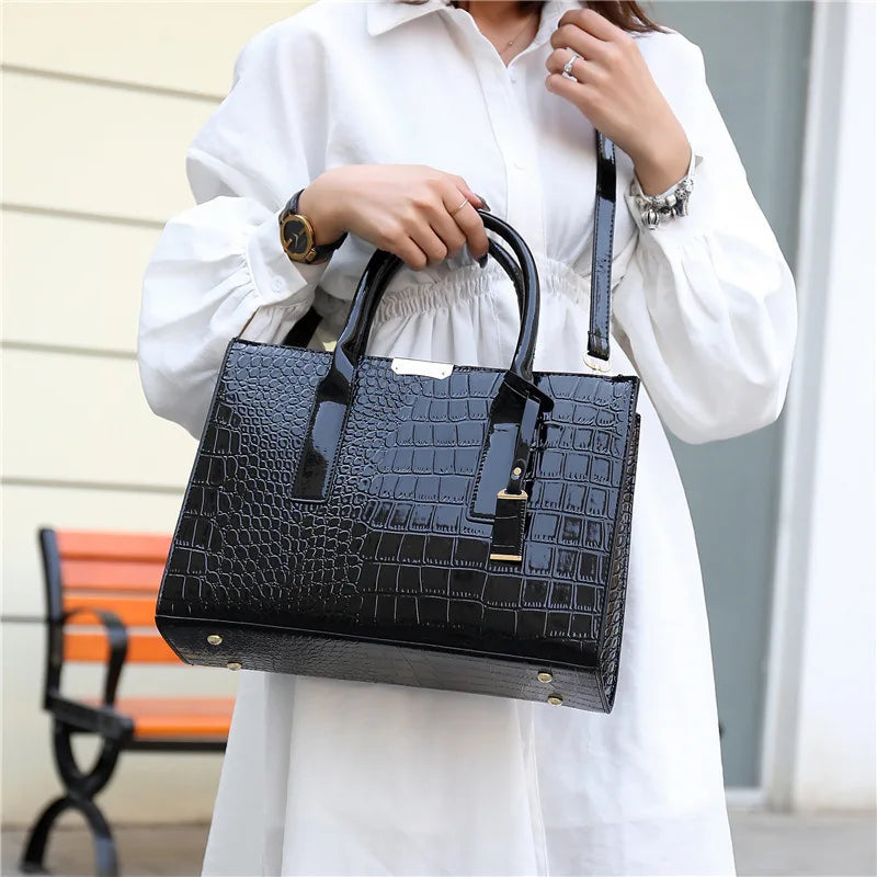 Ladies Handbag - Crocodile Print