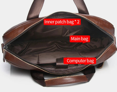 Men's Genuine Leather Briefcase - 15.6 Inch Laptop Bag