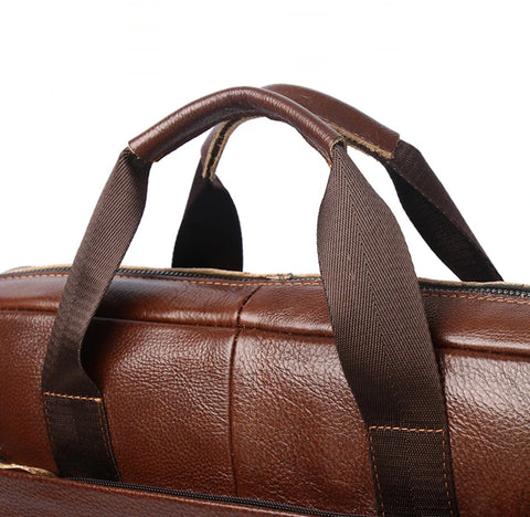 Men's Genuine Leather Briefcase - 15.6 Inch Laptop Bag