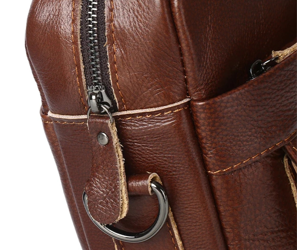 Men's Genuine Leather Briefcase - 15.6 Inch Laptop Bag