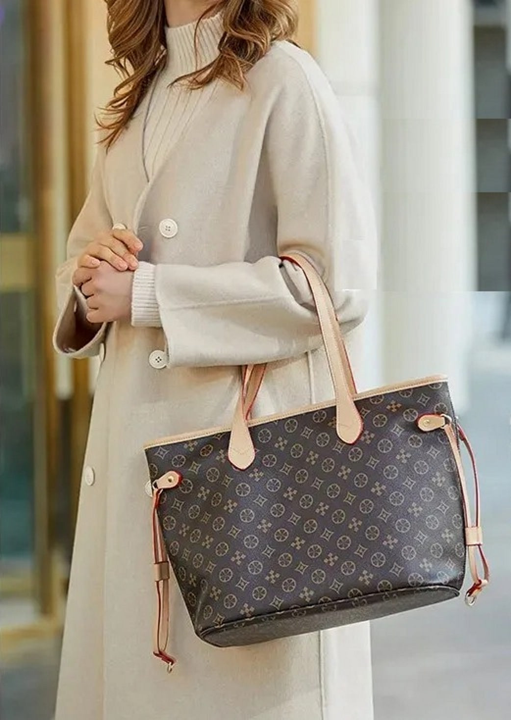 Ladies' Large Capacity Tote Bag - Fashionable Floral Design