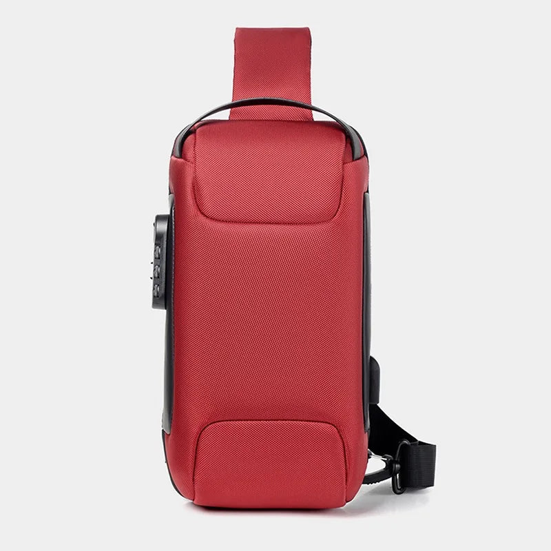 MEN'S USB Crossbody Bag Anti-Theft Shoulder Bags Waterproof Multifunction Short Travel Messenger Chest Pack