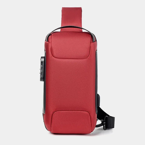 MEN'S USB Crossbody Bag Anti-Theft Shoulder Bags Waterproof Multifunction Short Travel Messenger Chest Pack
