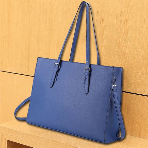 Ladies 15.6 Inch Notebook Tote Bag PU Leather Laptop Multi pocket Large Capacity Waterproof Women Business Travel Handbag