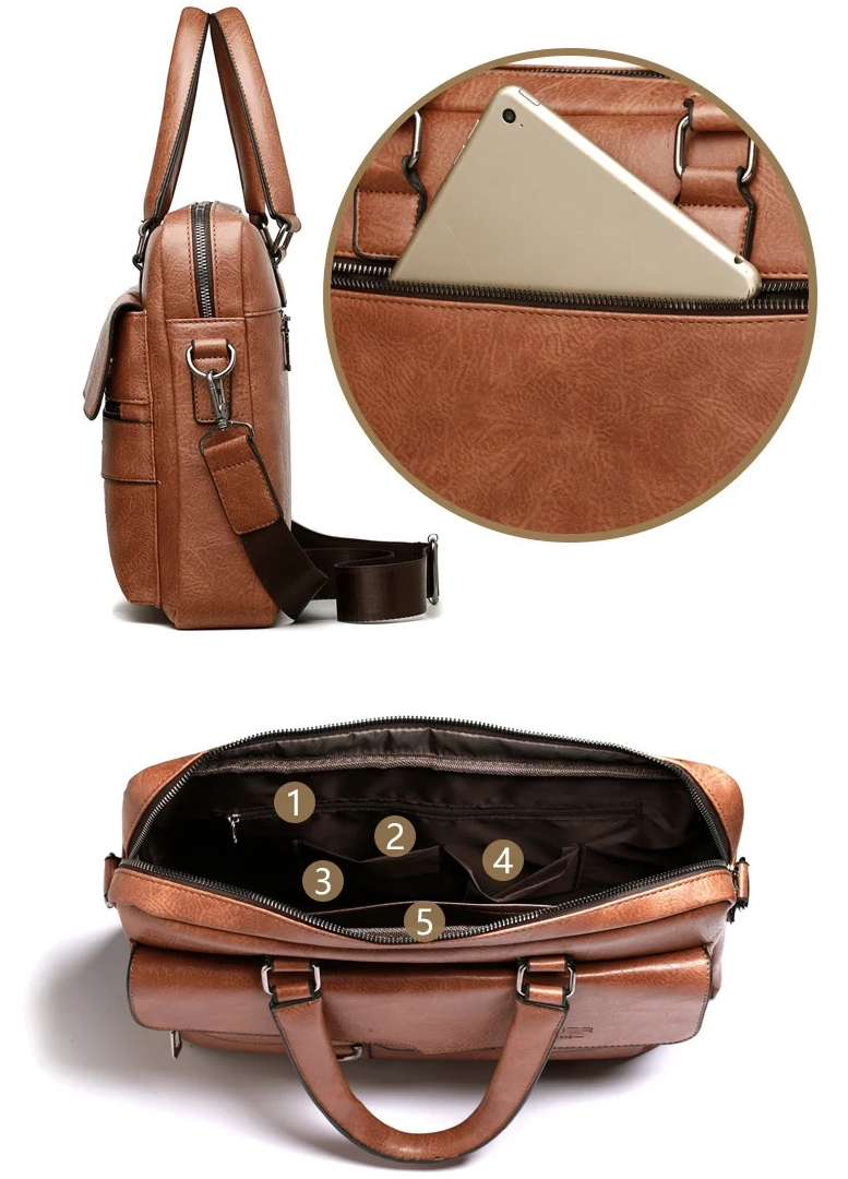 Men's Briefcase - Business Shoulder Messenger Bag, 14 Inch Laptop Bag