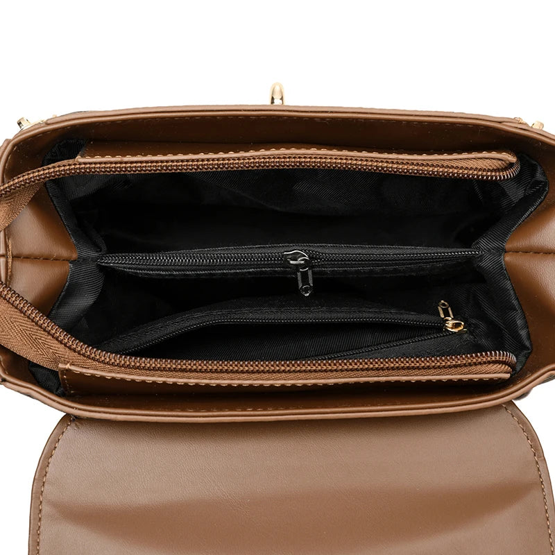 Ladies' Handbag with Lock - Square Crossbody Bag