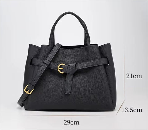 Luxury Genuine Leather Handbag – Elegant Top‑Handle Textured Designer Style Bag