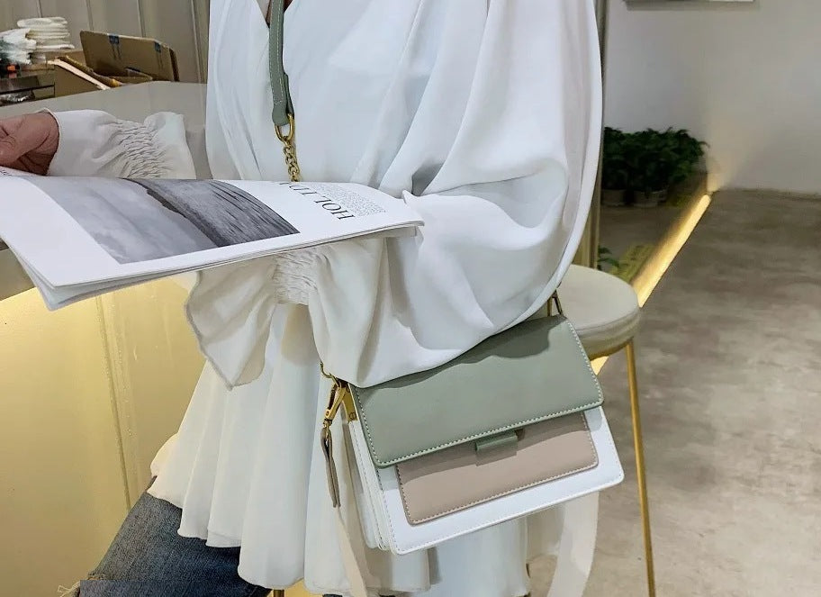 Crossbody Bag - Shoulder Flap Bag with Contrast Color  