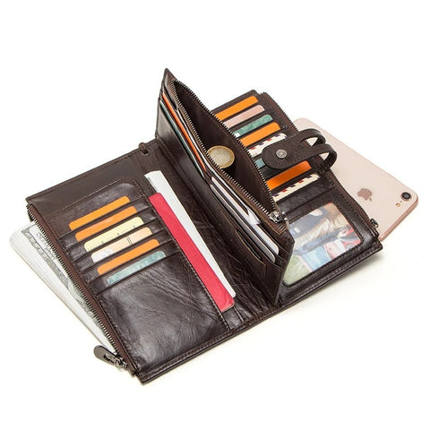 Genuine Leather Wallet - Fits in Cell Phone & Passport