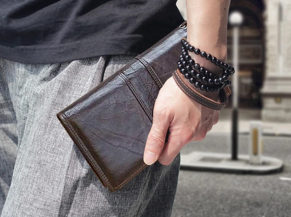 Genuine Leather Wallet - Fits in Cell Phone & Passport