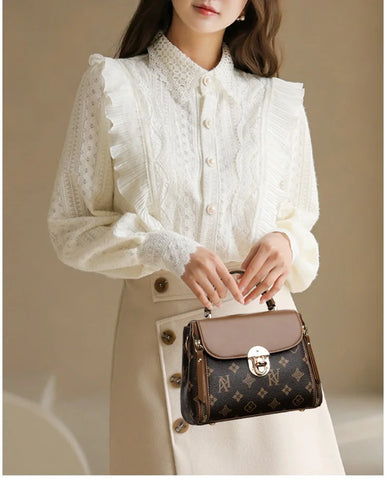Ladies' Handbag with Lock - Square Crossbody Bag