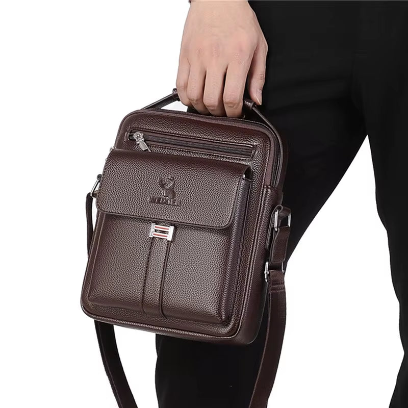 Men's HQ PU Leather Bag Crossbody Shoulder Bag Tote Fashion Business Use Suitable for 9.1 inch IPAD Messenger Bag 