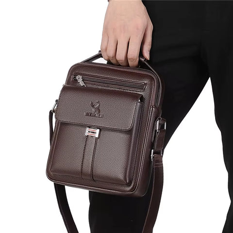 Men's HQ PU Leather Bag Crossbody Shoulder Bag Tote Fashion Business Use Suitable for 9.1 inch IPAD Messenger Bag 