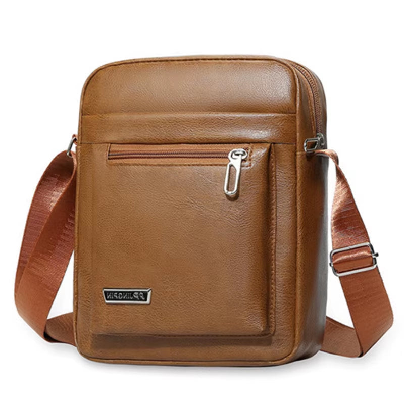 Men's HQ PU Leather Bag Crossbody Shoulder Bag Tote Fashion Business Use Suitable for 9.1 inch IPAD Messenger Bag 