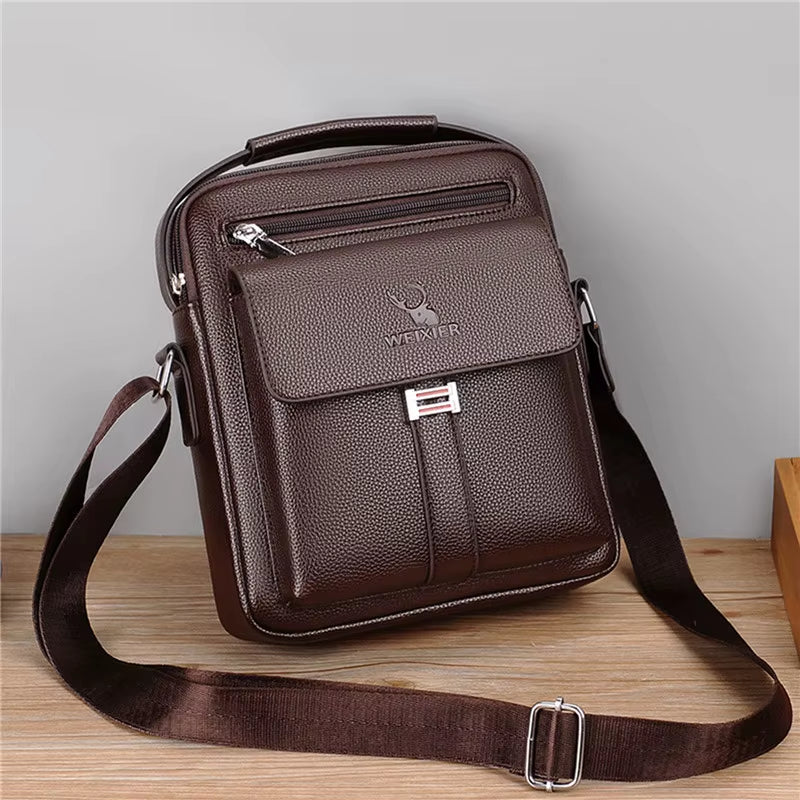 Men's HQ PU Leather Bag Crossbody Shoulder Bag Tote Fashion Business Use Suitable for 9.1 inch IPAD Messenger Bag 