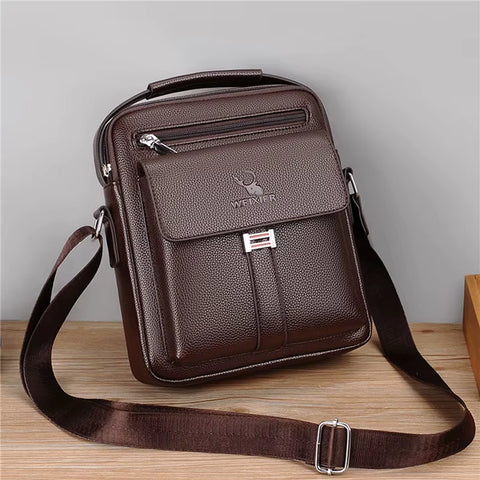 Men's HQ PU Leather Bag Crossbody Shoulder Bag Tote Fashion Business Use Suitable for 9.1 inch IPAD Messenger Bag 