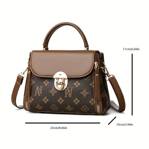 Ladies' Handbag with Lock - Square Crossbody Bag