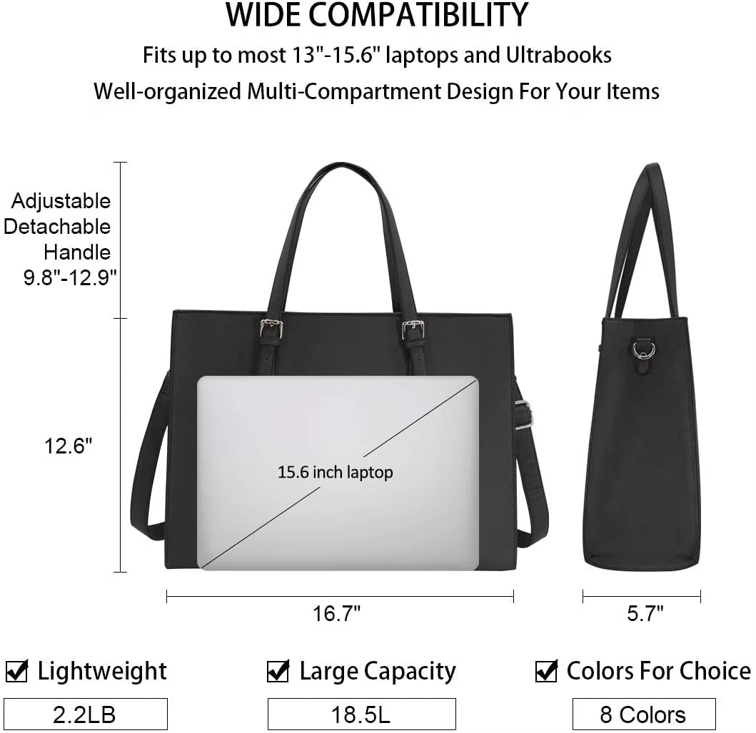 Ladies Laptop Bag - Large Capacity Business Tote Handbag