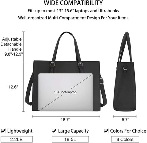 Ladies Laptop Bag - Large Capacity Business Tote Handbag