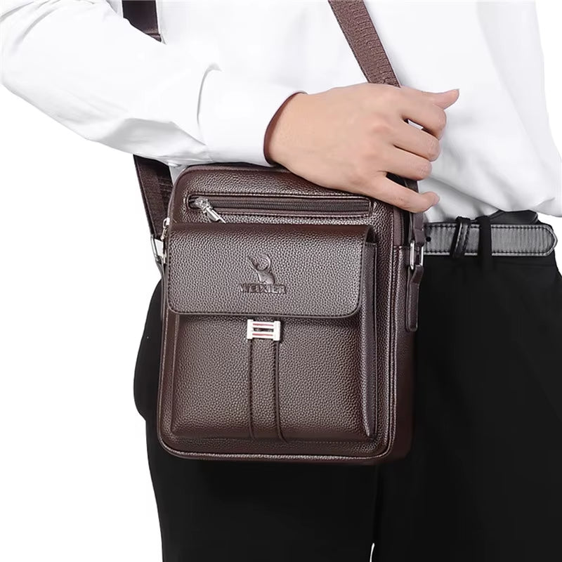 Men's HQ PU Leather Bag Crossbody Shoulder Bag Tote Fashion Business Use Suitable for 9.1 inch IPAD Messenger Bag 