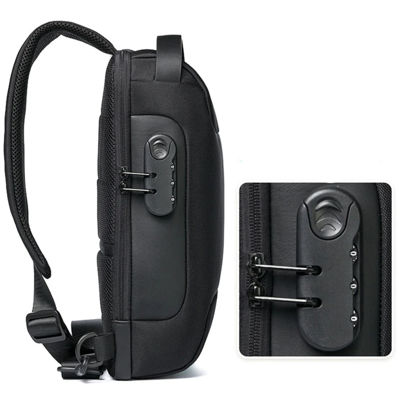 MEN'S USB Crossbody Bag Anti-Theft Shoulder Bags Waterproof Multifunction Short Travel Messenger Chest Pack