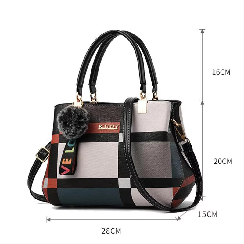 Ladies Handbag Elegant Designer Look PU Leather Crossbody Bag Shoulder Bag Top-Hand Tote Bag