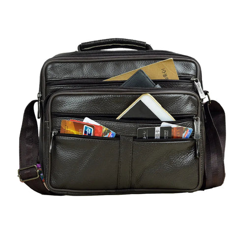 Genuine Leather Men Messenger Bag - Retro Crossbody Bag