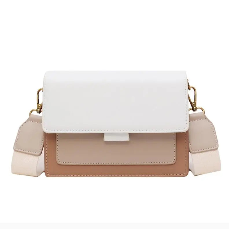 Crossbody Bag - Shoulder Flap Bag with Contrast Color  