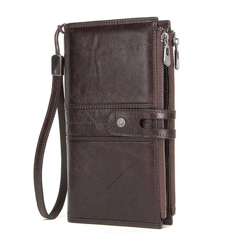 Men & Women Genuine Leather Wallet - Long Wallet for Cell Phone, Coin Purse, Travel Bag, Money Bag, Passport Holder