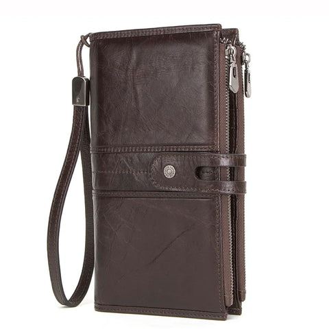 Men & Women Genuine Leather Wallet - Long Wallet for Cell Phone, Coin Purse, Travel Bag, Money Bag, Passport Holder
