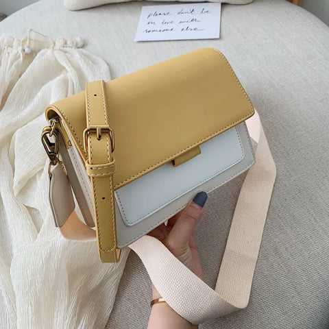 Crossbody Bag - Shoulder Flap Bag with Contrast Color  