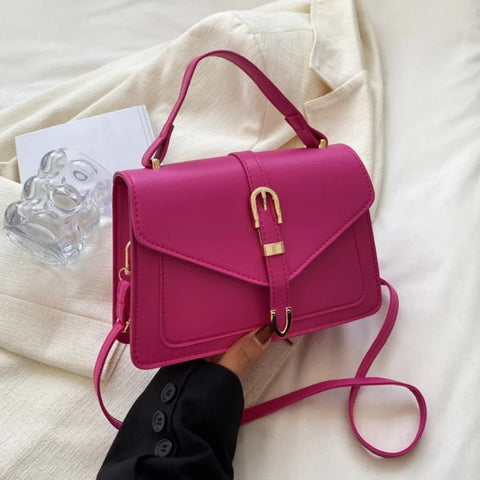 Crossbody Bag with Top Handle and Flap - Minimalist Design