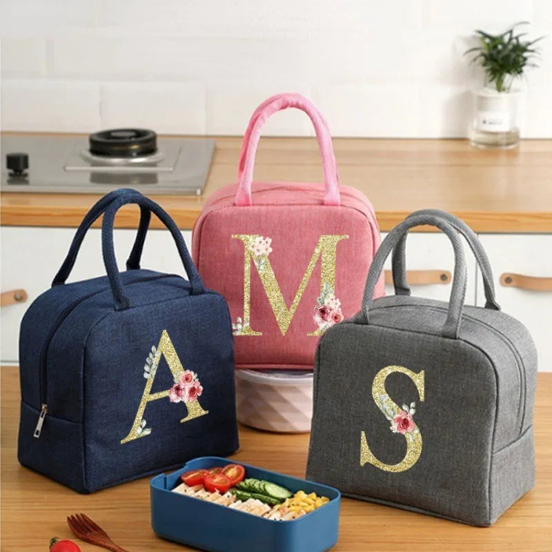 Student Lunch Bag - Letter Written Bento Bag, Teddy Bear, Oxford, Cloth Waterproof Material, Insulated Lunch Box Bag, Office Lunch Bag
