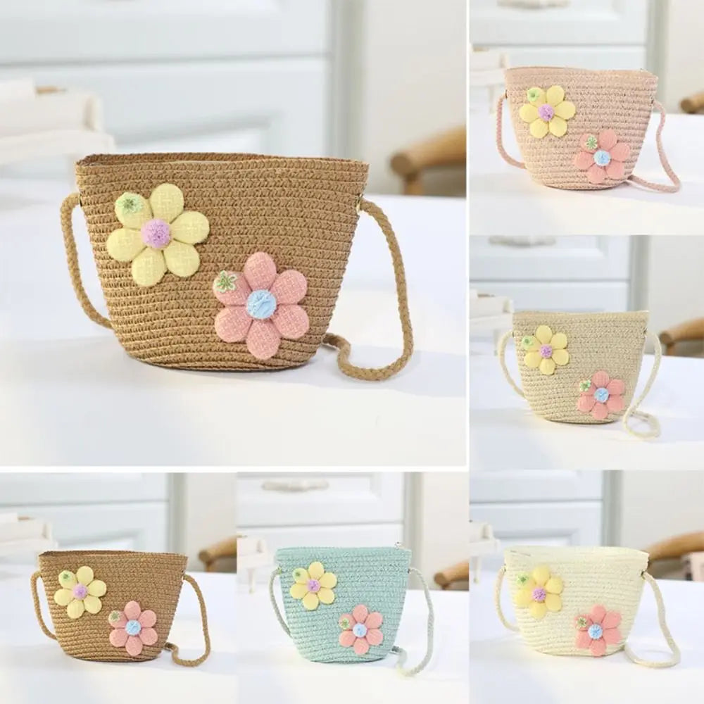 Girls' Shoulder Bag - Straw Braided Woven Bag