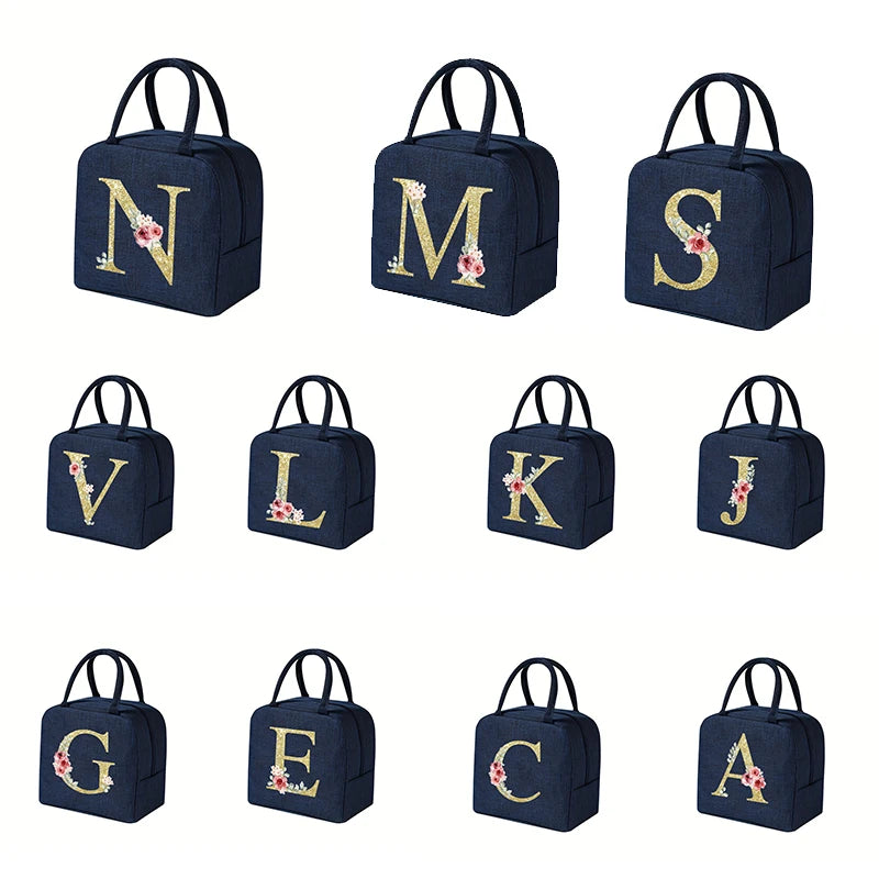 Student Lunch Bag - Letter Written Bento Bag, Teddy Bear, Oxford, Cloth Waterproof Material, Insulated Lunch Box Bag, Office Lunch Bag