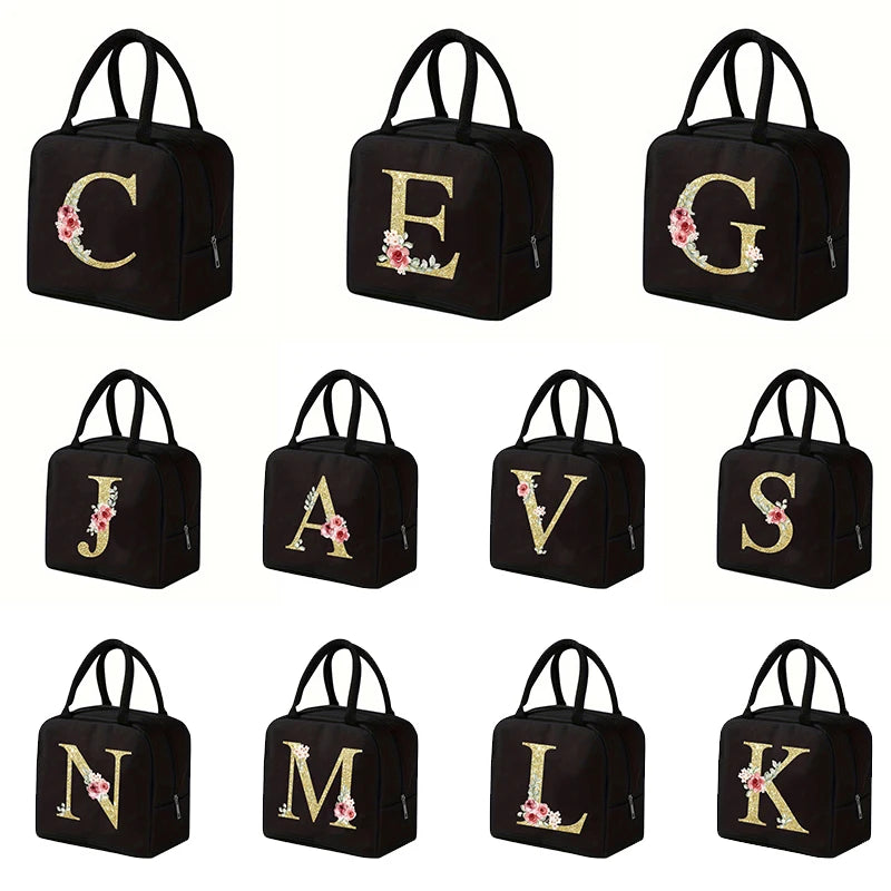 Student Lunch Bag - Letter Written Bento Bag, Teddy Bear, Oxford, Cloth Waterproof Material, Insulated Lunch Box Bag, Office Lunch Bag