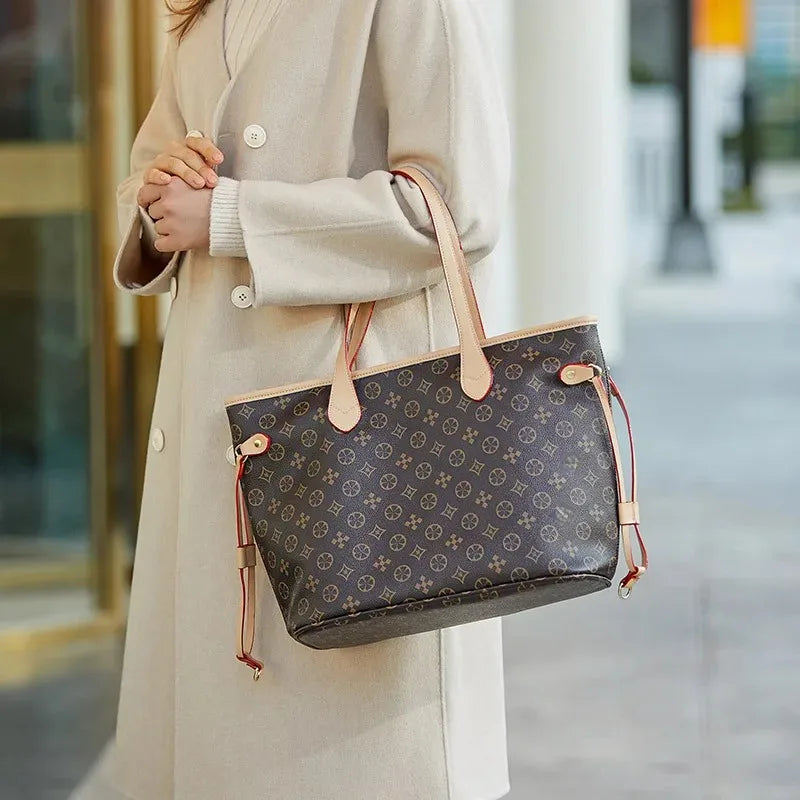 2024 New Trendy Spring Summer Commuter Versatile Large Handbag Fashionable Single Shoulder Old Flower Large Capacity Tote Bag Fo