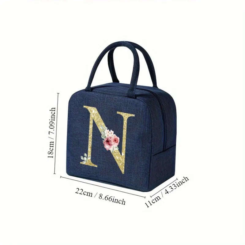 Student Lunch Bag - Letter Written Bento Bag, Teddy Bear, Oxford, Cloth Waterproof Material, Insulated Lunch Box Bag, Office Lunch Bag