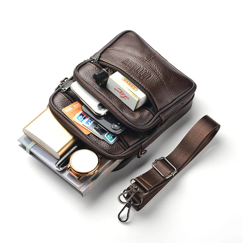 Men's Genuine Leather Crossbody Shoulder Bags High Quality Tote Fashion Business Man Messenger Bag Leather Bags Fanny Pack