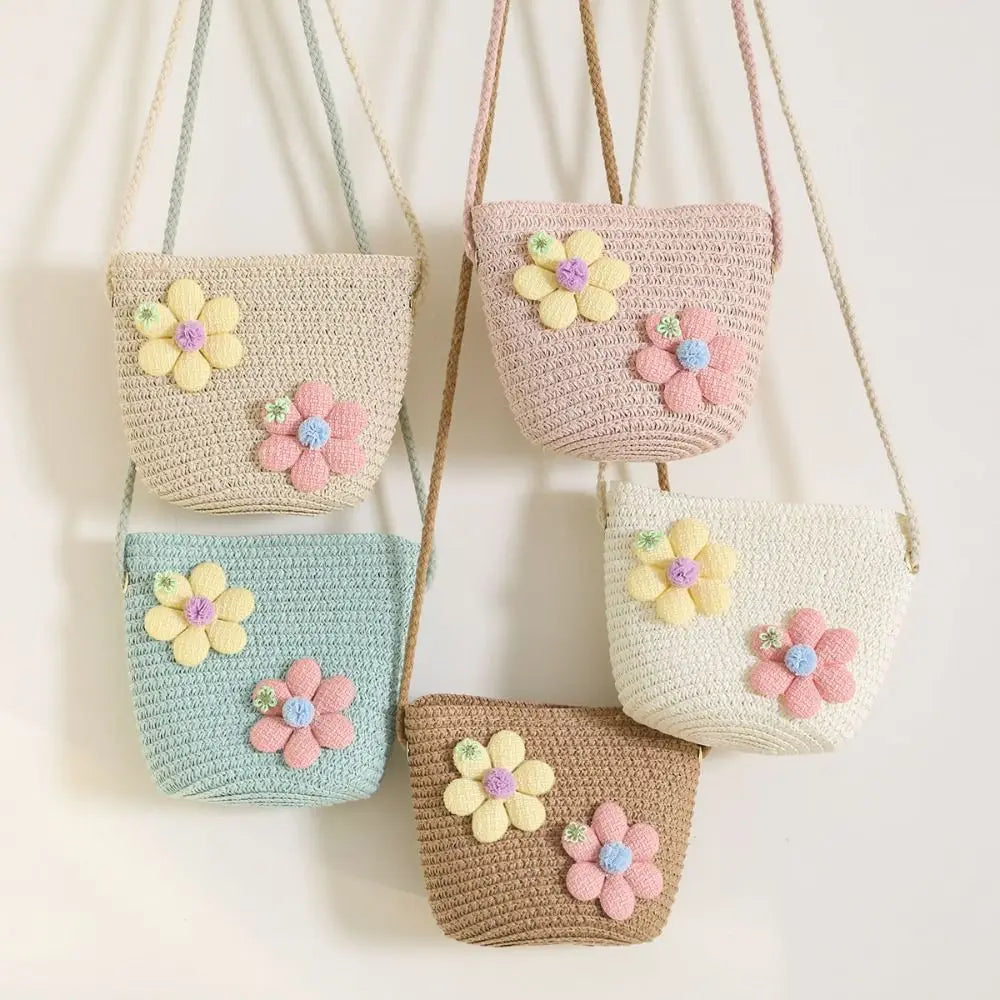 Girls' Shoulder Bag - Straw Braided Woven Bag