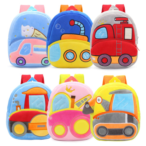 Children's School Bag, 16 Different Work Machine Backpacks, Plush Backpack, Top Selling Excavator Police Car Submarine Crane Backpack Models, Cute Design, Best Gift Idea for 1-4yo boys and girls