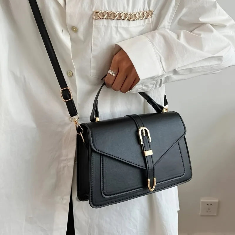 Crossbody Bag with Top Handle and Flap - Minimalist Design