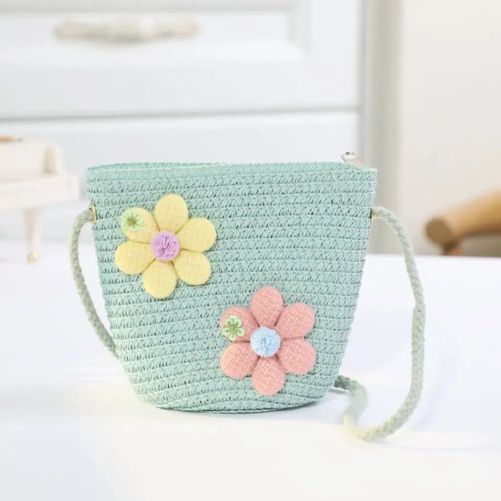 Girls' Shoulder Bag - Straw Braided Woven Bag