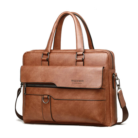Men's Briefcase. Business Shoulder Messenger Bag. 14 Inch Laptop Bag