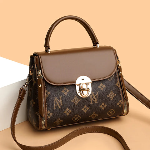 Fashionable Handbag with Locks. Square Crossbody Bag. 