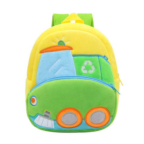Children's School Bag, 16 Different Work Machine Backpacks, Plush Backpack, Top Selling Excavator Police Car Submarine Crane Backpack Models, Cute Design, Best Gift Idea for 1-4yo boys and girls