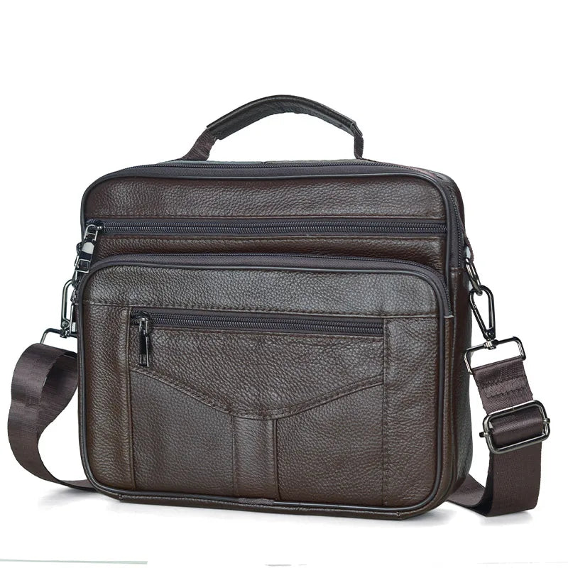 Genuine Leather Men Messenger Bag - Retro Crossbody Bag